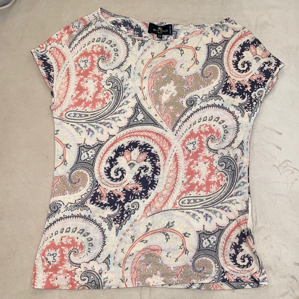 ETRO Printed Paisley Knit Top - Size 44